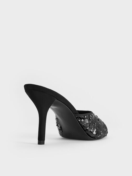 ميولز بكعب ستيليتو مزين بالترتر, أسود خشن, hi-res