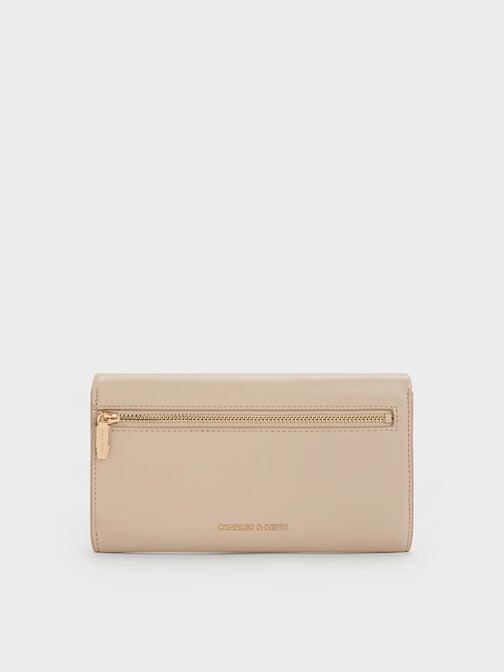 Lilibet Metallic-Accent Chain-Strap Long Wallet, Dusted Oat, hi-res