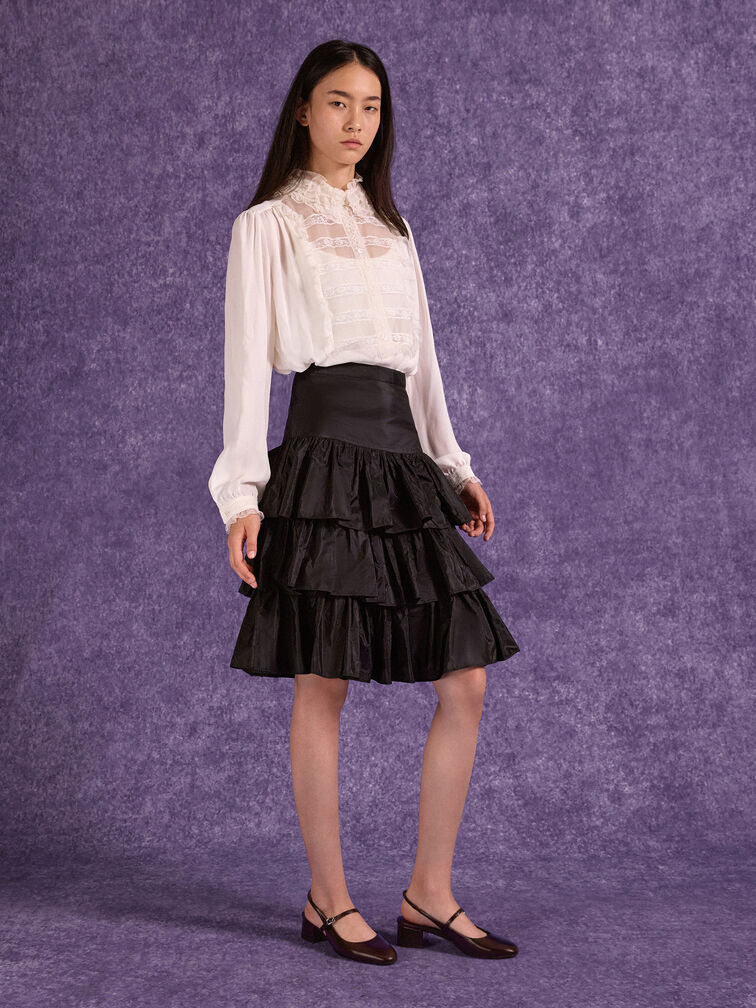 Block-Heel Slingback Mary Jane Pumps, Burgundy, hi-res