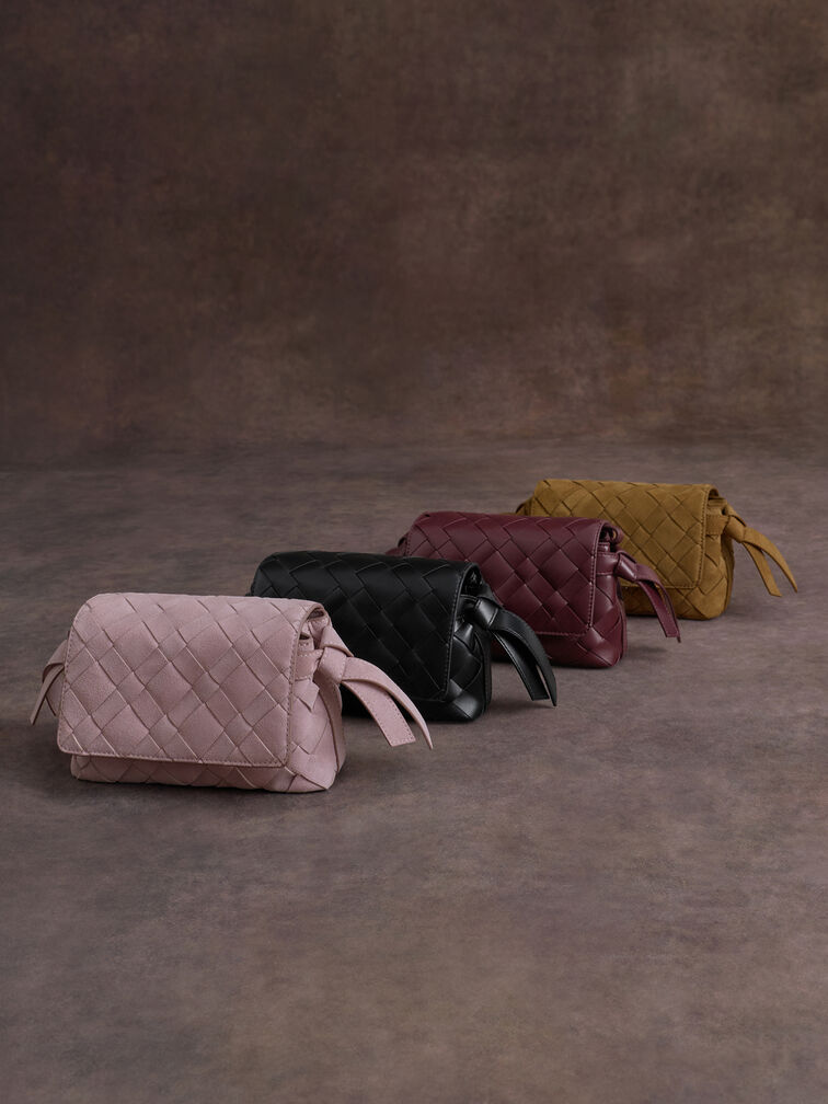 شنطة كروس إيفيت بنقشة منسوجة, أحمر توتي فاخر, hi-res