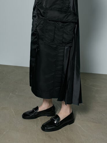 لوفر بسلسلة مجدولة وإكسسوار معدني, صندوق أسود, hi-res