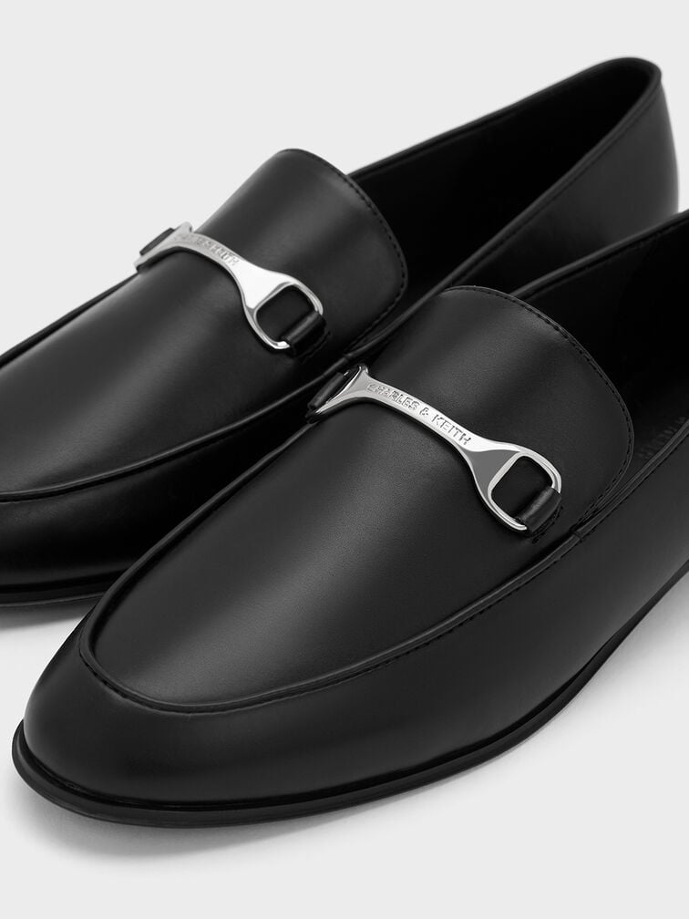 Leslie Metallic-Accent Loafers, Black, hi-res