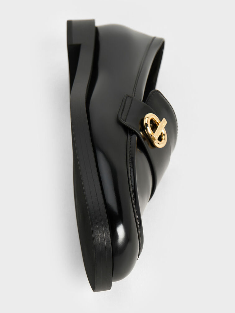 حذاء لوفر مارلي مزين بحلية معدنية لامعة, صندوق أسود, hi-res