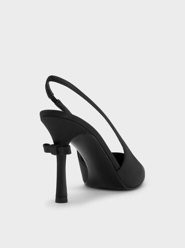 Brantley Bow Slingback Pumps, Black Textured, hi-res