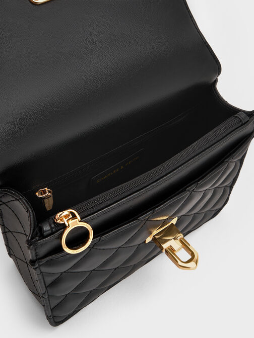 Cressida Quilted Top Handle Bag, Black, hi-res