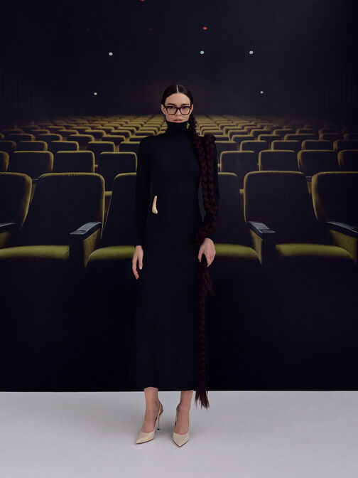 Leather Slingback Stiletto Pumps, Oat, hi-res