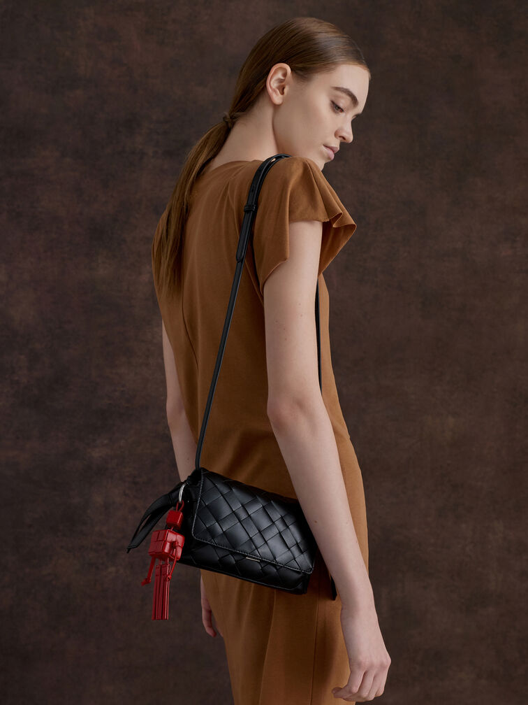 Ivette Woven Robot Bag Charm, Equestrian Red, hi-res