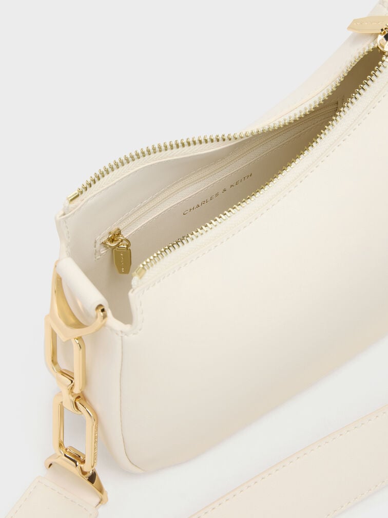 Mini Agatha Chain-Accent Shoulder Bag, Cream, hi-res