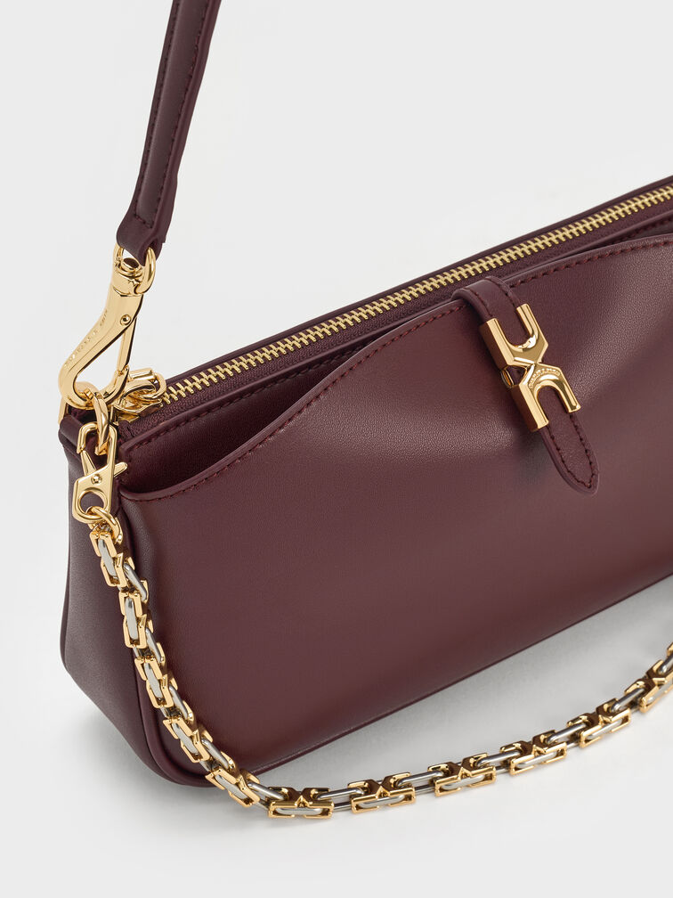 Adalyn Chain Shoulder Bag, Wineberry Red, hi-res