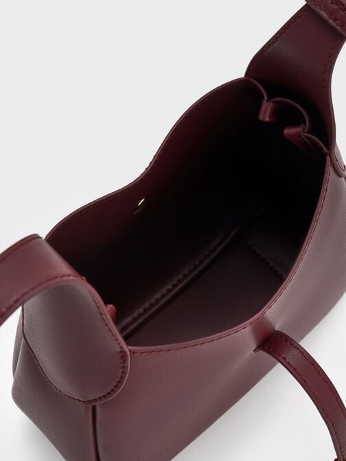 Mini Adalyn Metallic-Buckle Belted Hobo Bag, Wineberry Red, hi-res