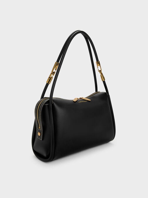 حقيبة كتف ليلا لينة بتصميم أنبوبي, أسود, hi-res