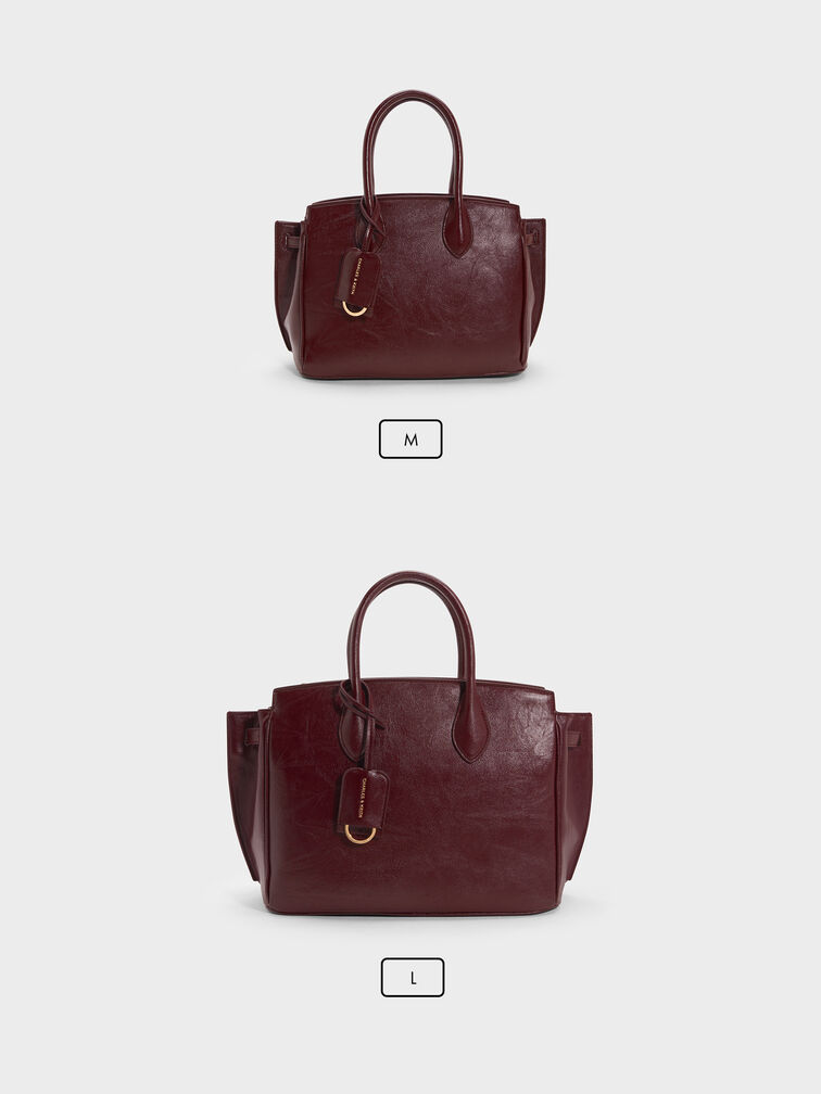 Large Ginevra Tote Bag, Wineberry Red, hi-res
