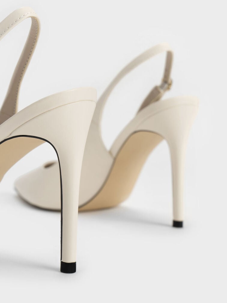 Stiletto Heel Slingback Pumps, Chalk, hi-res