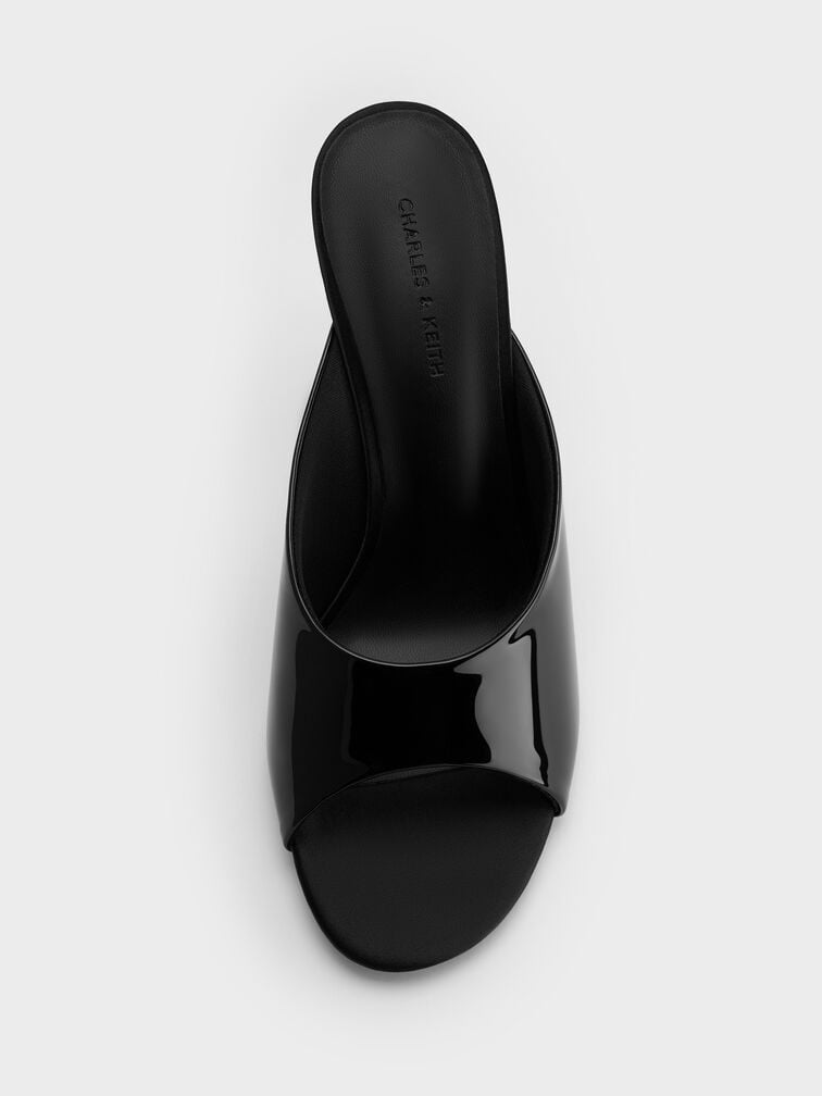 Patent Stiletto Mules, Black Patent, hi-res