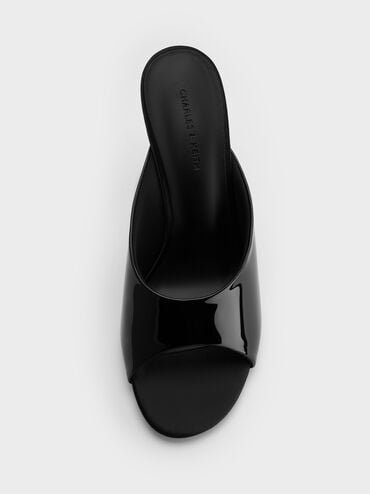 Patent Stiletto Mules, Black Patent, hi-res