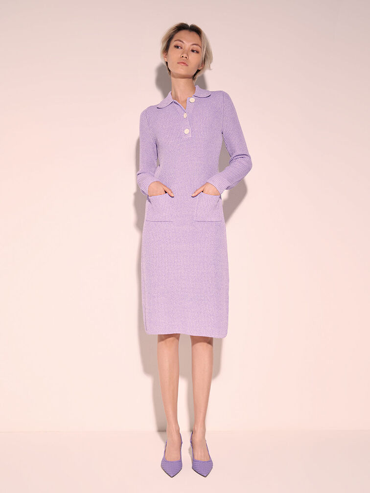 Woven Slingback Pumps, Purple, hi-res