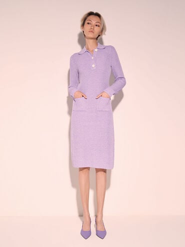 Woven Slingback Pumps, Purple, hi-res