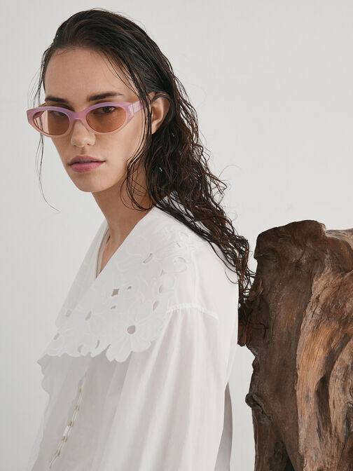 Bijou Recycled Acetate Cateye Sunglasses, Jelly Pink, hi-res