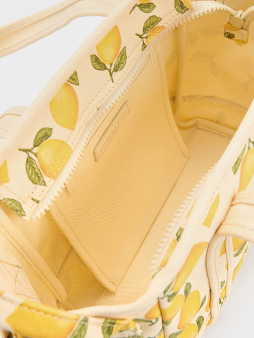 Amity Canvas Lemon-Print Tote Bag, Butter Yellow, hi-res