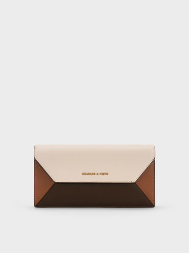 Nasrin Colourblock Geometric Long Wallet, Multi Brown, hi-res