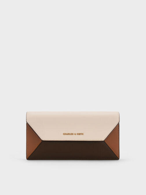 Nasrin Colourblock Geometric Long Wallet, Multi Brown, hi-res