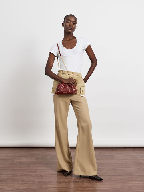 Ciara Ruched Crossbody Bag, Burgundy, hi-res