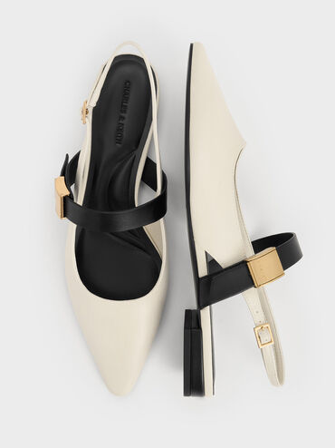 Yvette Pointed-Toe Mary Jane Flats, Chalk, hi-res