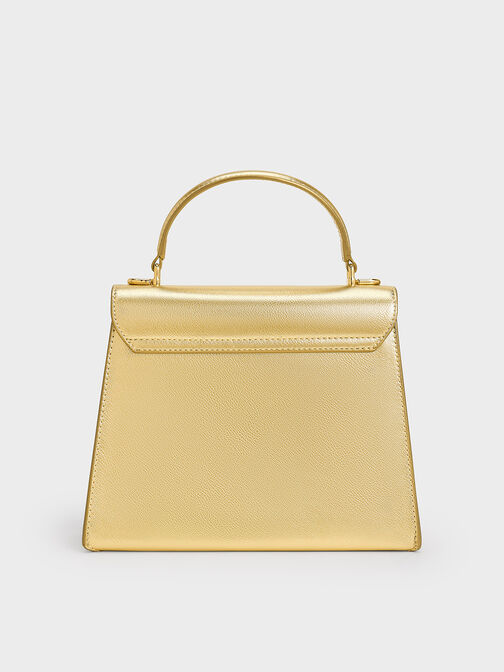 Samantha Metallic Envelope Top Handle Bag, Gold, hi-res