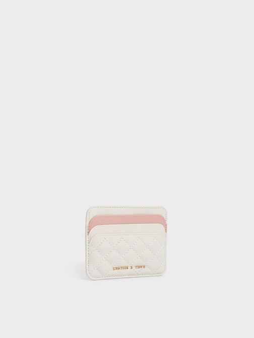 Cleo Two-Tone Quilted Card Holder, Cream, hi-res