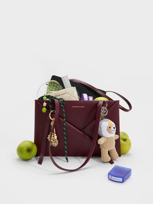 Midori Geometric Tote Bag, Wineberry Red, hi-res