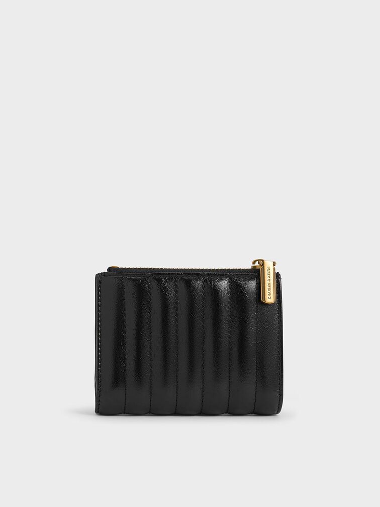 Donna Crinkle-Effect Panelled Top-Zip Wallet, Black, hi-res