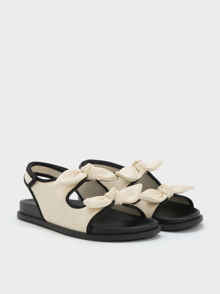 Knot-Bow Double-Strap Slingback Sandals, Chalk, hi-res