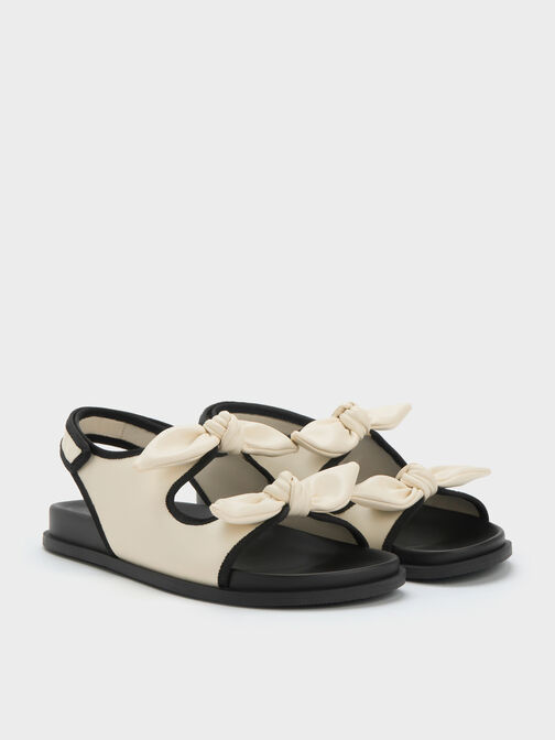 Knot-Bow Double-Strap Slingback Sandals, Chalk, hi-res