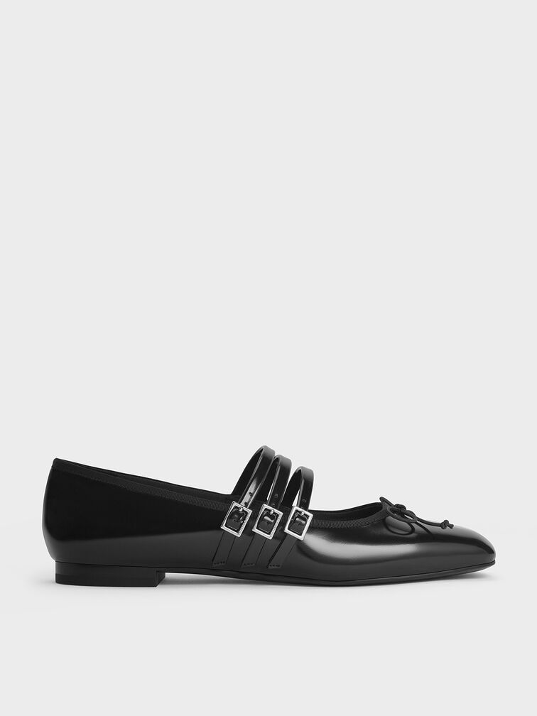 Triple-Strap Mary Janes, Black Boxed, hi-res
