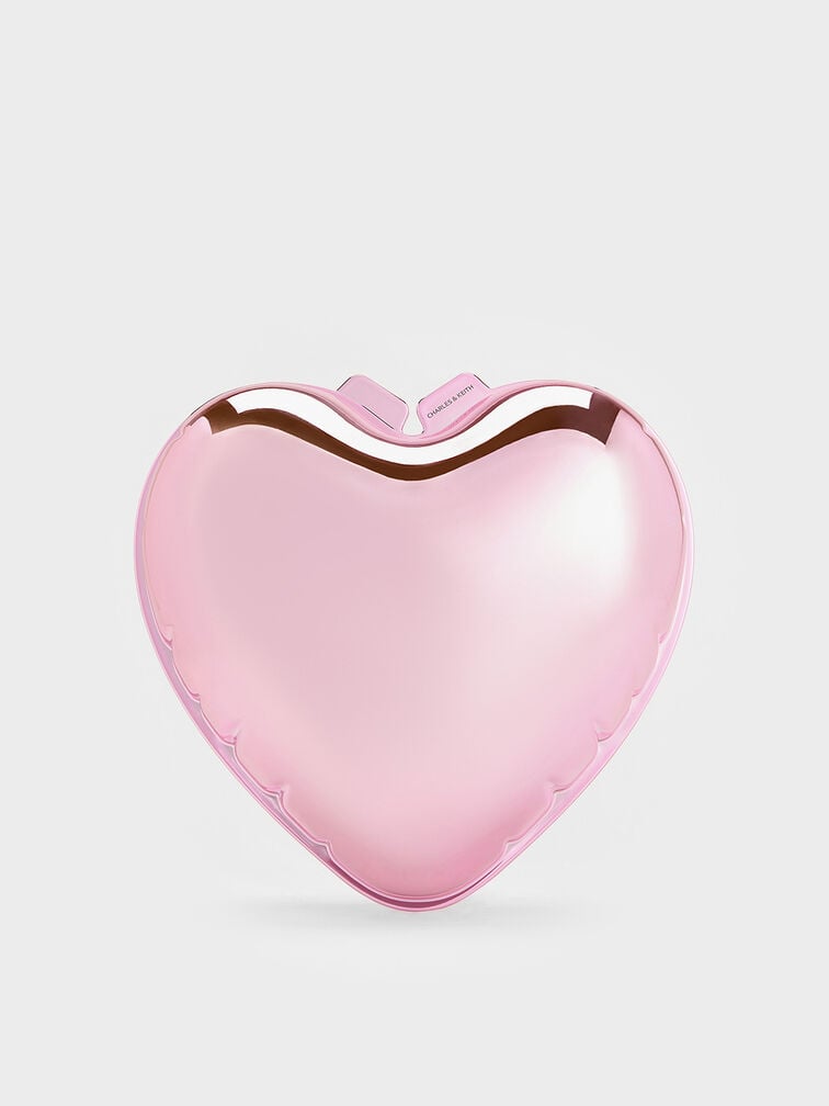 Metallic Heart Crossbody Bag, Pink, hi-res