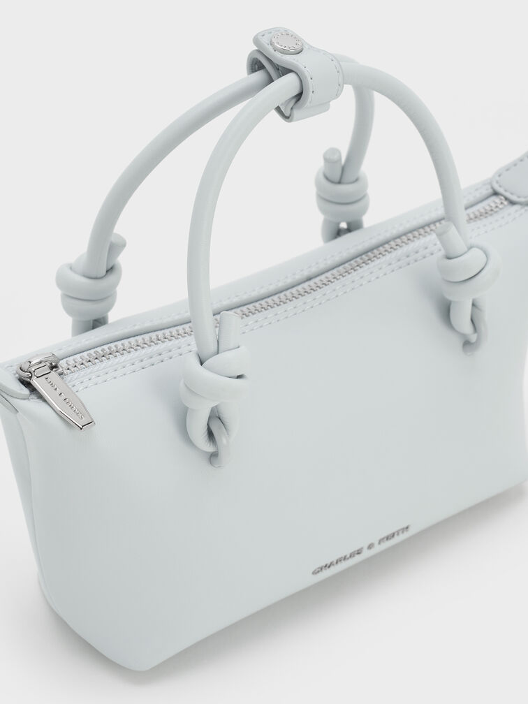 حقيبة توت بحمالة يد مزينة بعقدة, أزرق باهت مائل للرمادي, hi-res