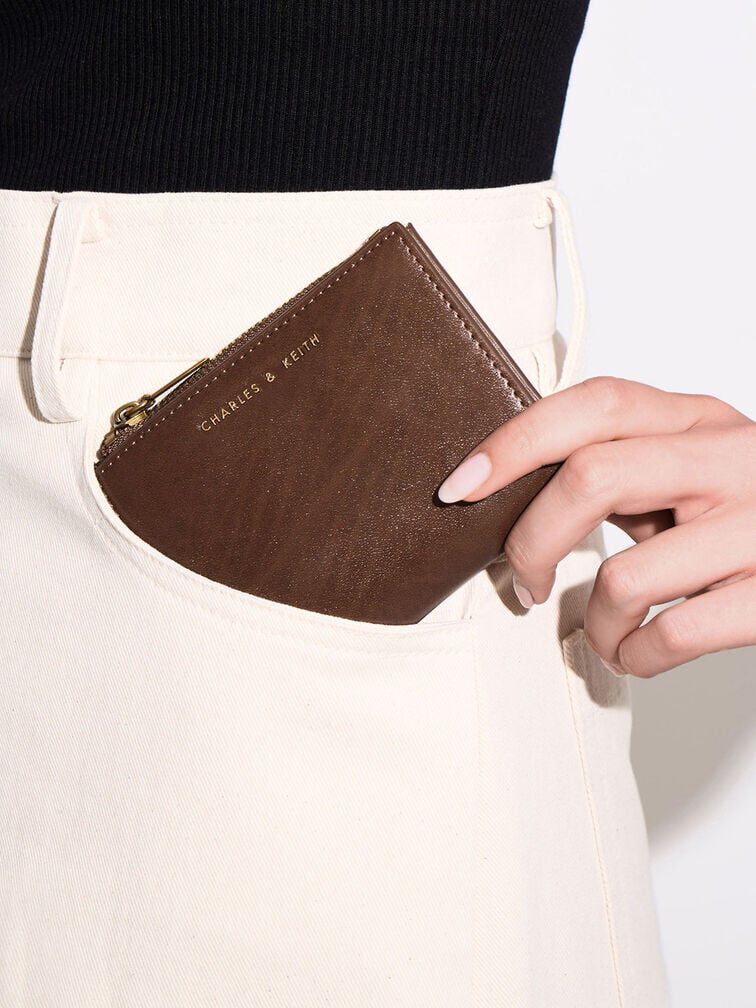 محفظة هارموني صغيرة بسحاب علوي أنيق, شوكولاتي, hi-res