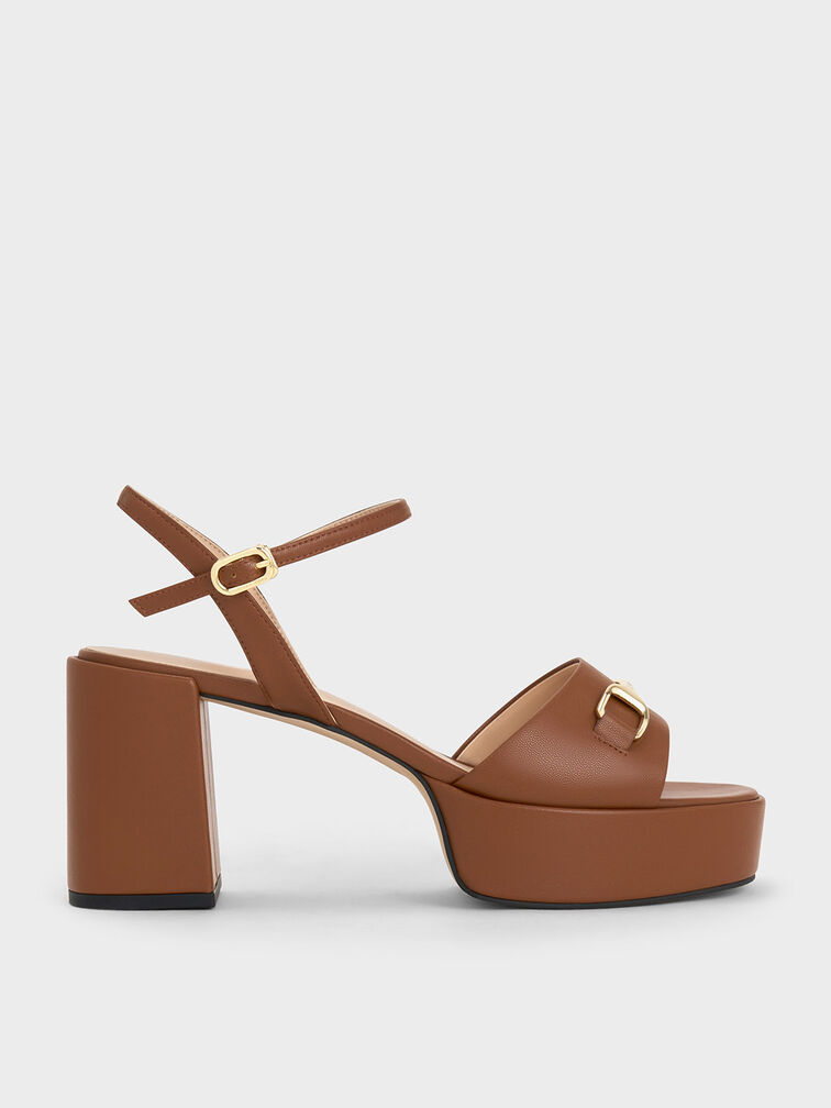 Leslie Metallic Accent Platform Slingback Sandals, Cognac, hi-res