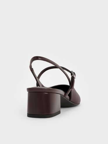 Block-Heel Slingback Mary Jane Pumps, Burgundy, hi-res