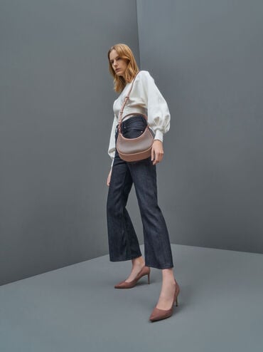 حذاء إيمي بكعب ستيليتو ومقدمة مدببة وملمس فاخر أنيق, موف, hi-res