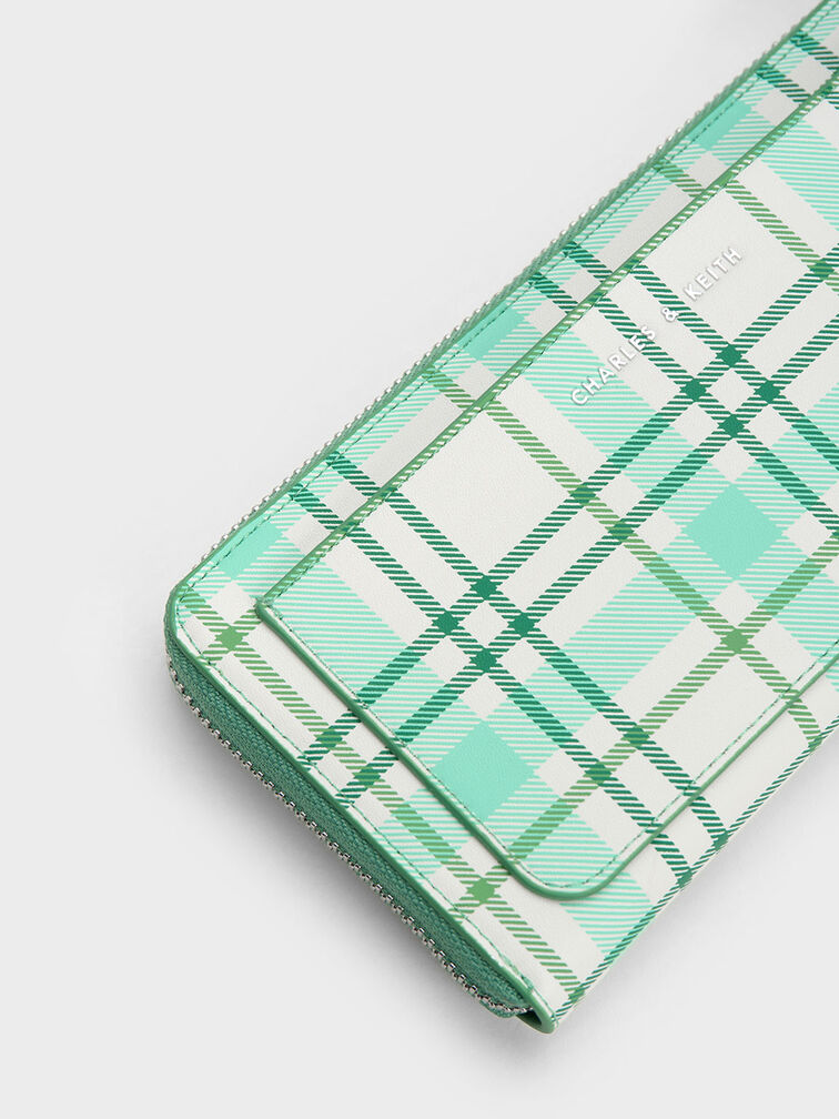 محفظة سيروس طويلة بنقشة مربعات, أخضر, hi-res