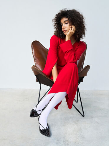 Patent Cut-Out Bow Kitten-Heel Pumps, Black Patent, hi-res