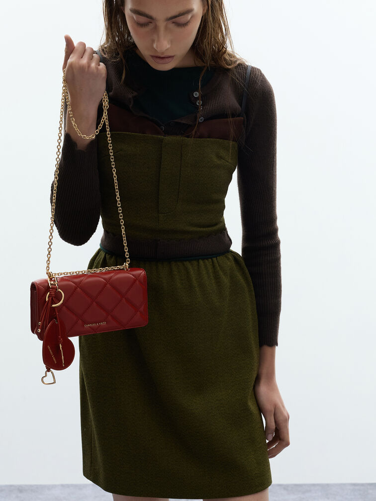 سلسلة مفاتيح "سيارا" بقلب ومفتاح, برغندي, hi-res