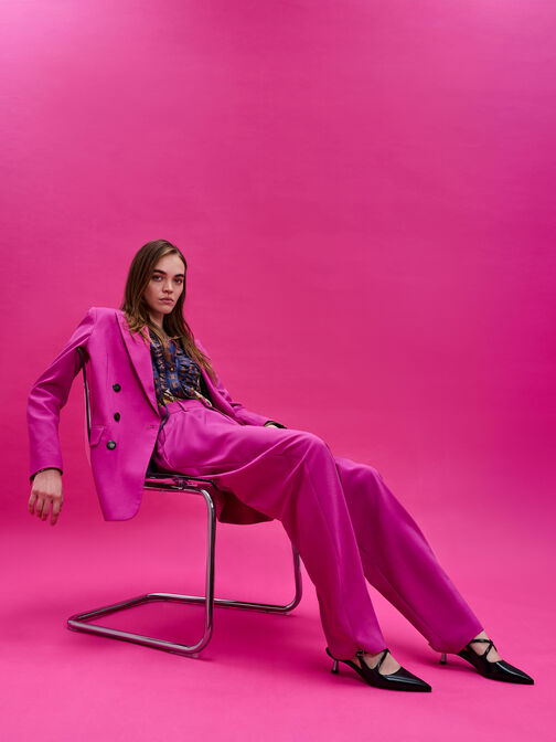 Pauline Pointed-Toe Crossover Slingback Kitten Heels, Black, hi-res