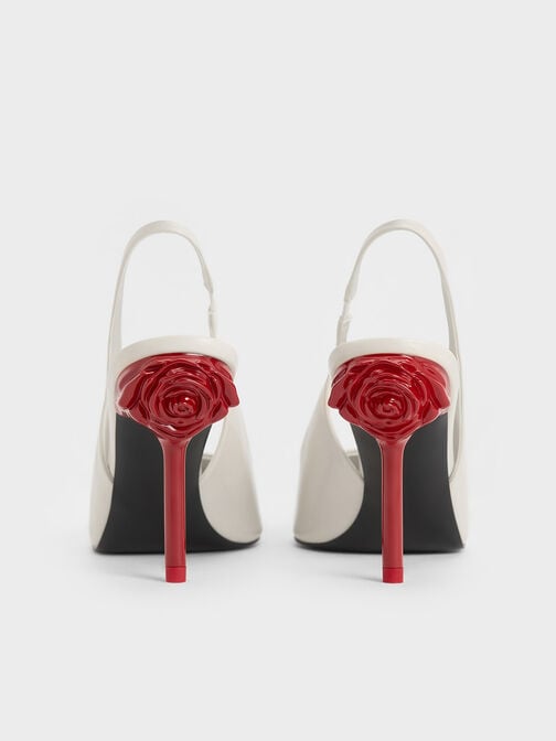 Flor Rose-Heel Slingback Pumps, Chalk, hi-res
