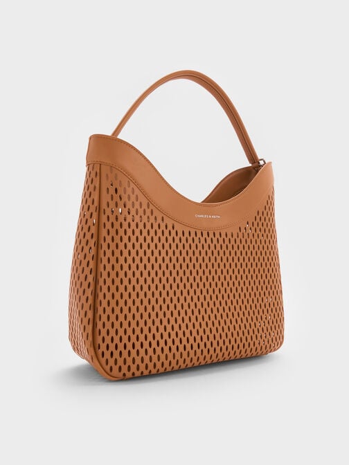 Juno Perforated Hobo Bag, Russet Brown, hi-res