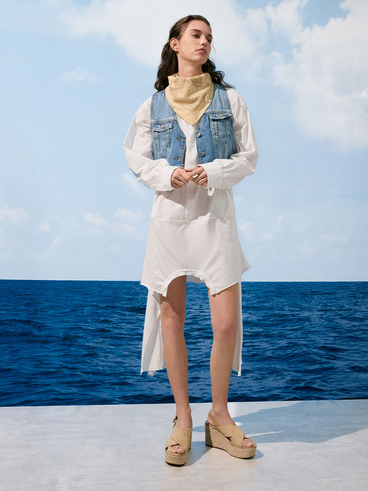 Faux Suede Crossover Espadrille Wedges, Sand, hi-res