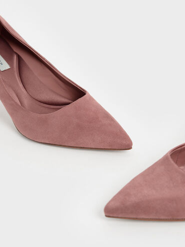 حذاء إيمي بكعب ستيليتو ومقدمة مدببة وملمس فاخر أنيق, موف, hi-res