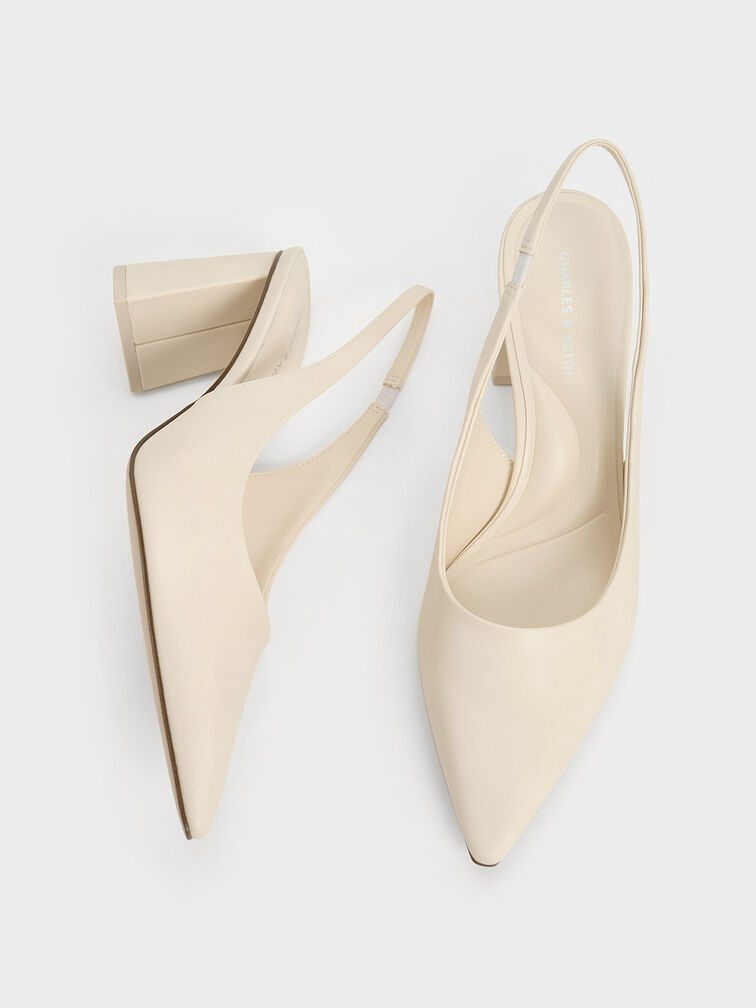 Teagan Trapeze Heel Slingback Pumps, Chalk, hi-res