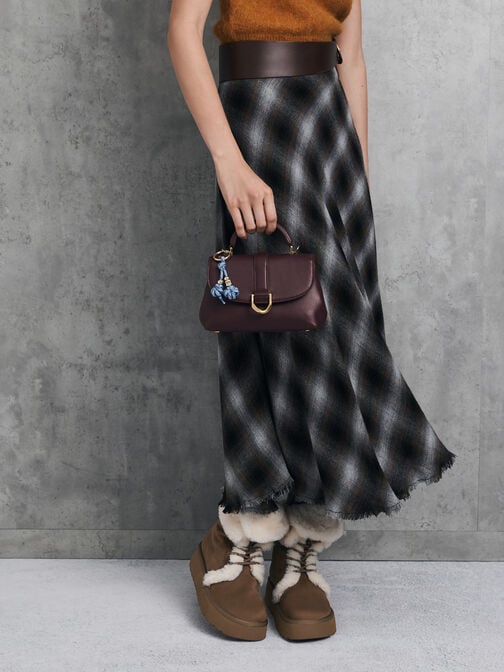 Gabine Leather Top Handle Bag, Plum, hi-res